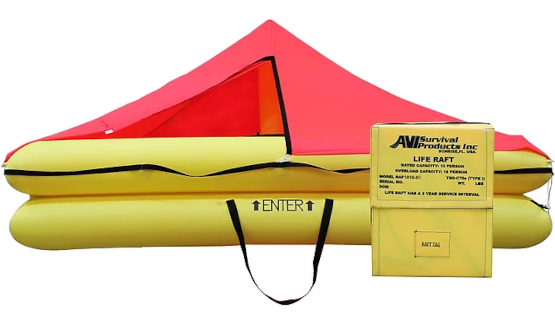 10 man FAA Approved TSO Part 121 Commercial Aviation Life Raft